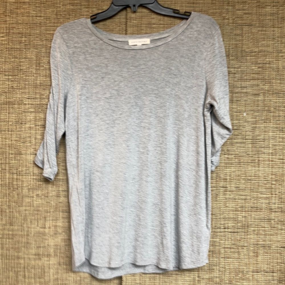 Retrologie gathered sleeve grey long sleeve tee shirt